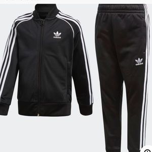 Adidas black and white track suit